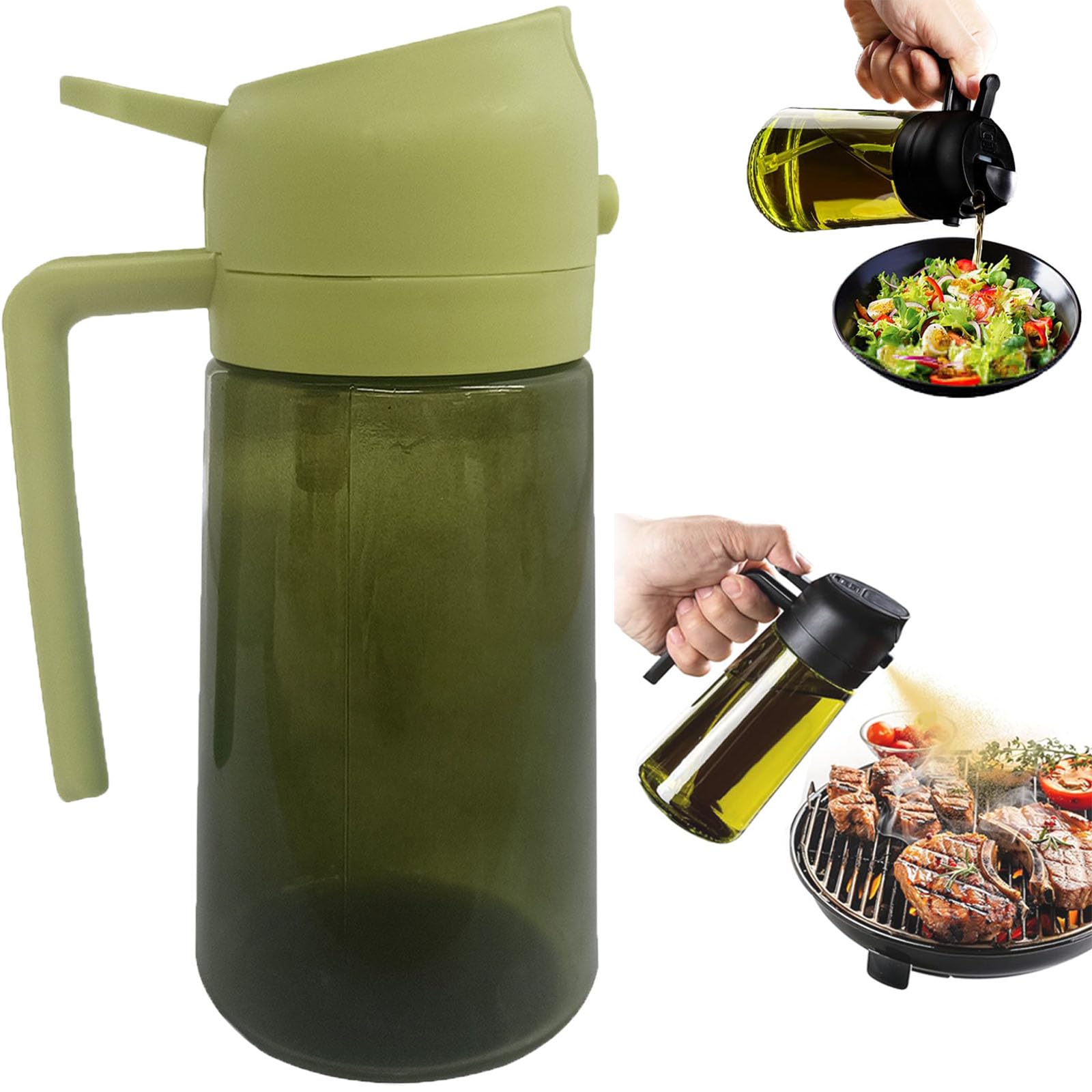 whiture Oil Sprayer For Cooking, 2 In 1 Glass Oil Sprayer & Dispenser, Spray Oil Dispenser For Kitchen (Green)