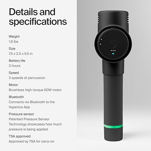 Miniatura 5 de Hyperice Hypervolt - Pistola de masaje de percusión de mano negra de 2 pulgadas, accesorio de cabeza calentada compatible con todos los modelos