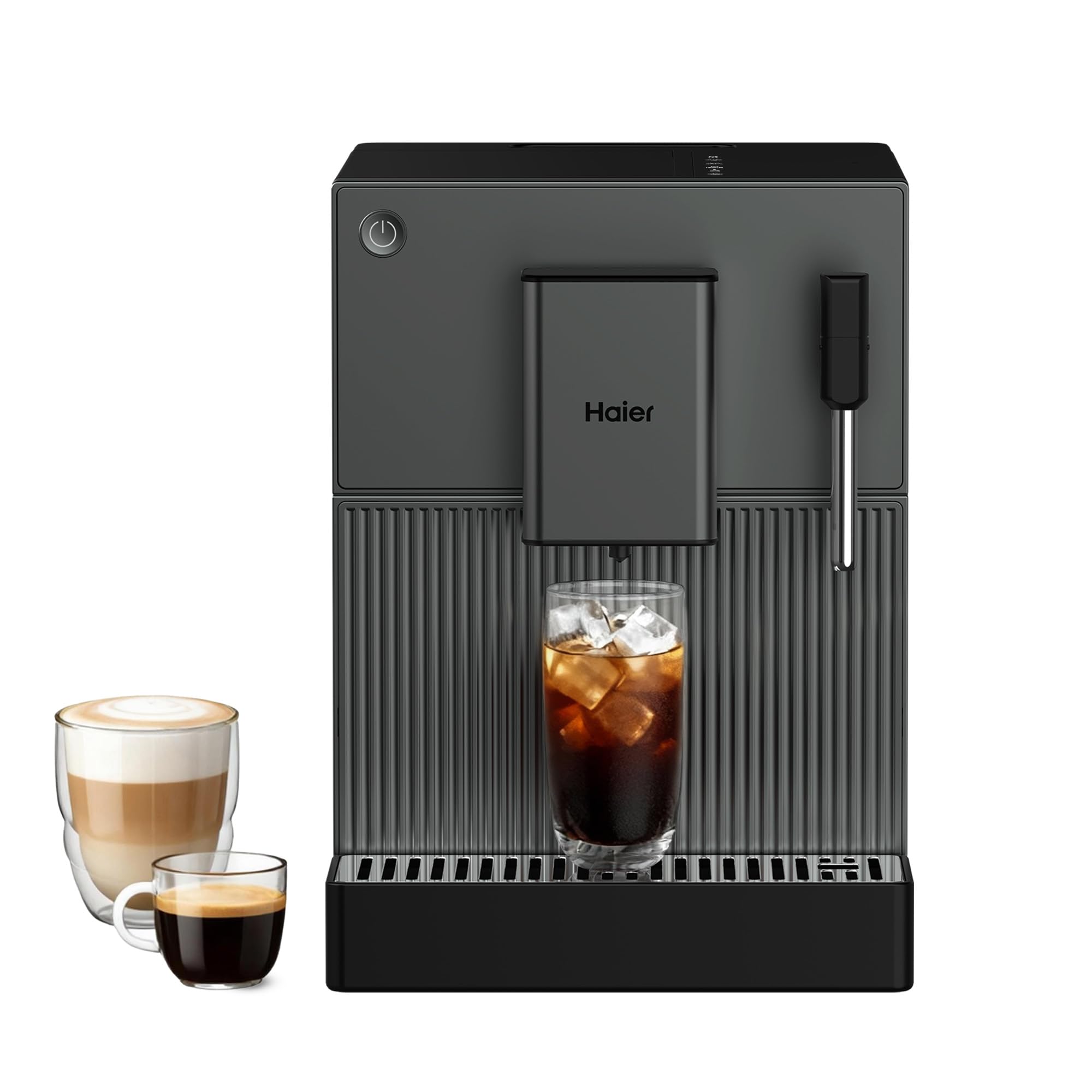 Haier Kaffeevollautomat klein mit Mahlwerk | 6 Kaffeespezialitäten | Kaffeemaschine Bohnen mit Milchdüse, 5 Mahlstufen, Auto-Reinigung, perfekt für kleine Küchen, Camping, kompakt