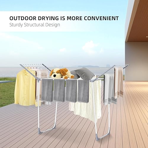 Miniatura 3 de Estante de secado de ropa, estante plegable para ropa interior y exterior, 10 clips para calcetines, estante de secado plegable que ahorra espacio