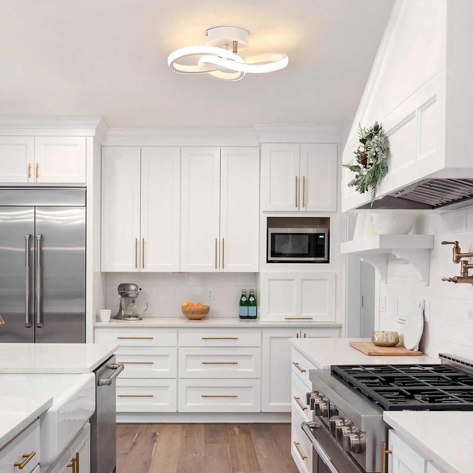 Toolight Plafoniera LED Moderna, 22W 2475LM Lampada da Soffitto in Acrilico Design Fiore, Lampadario LED Bianco per Cucina Corridoio Camera da Letto Soggiorno, Bianco Naturale 4500K, Dia 25cm