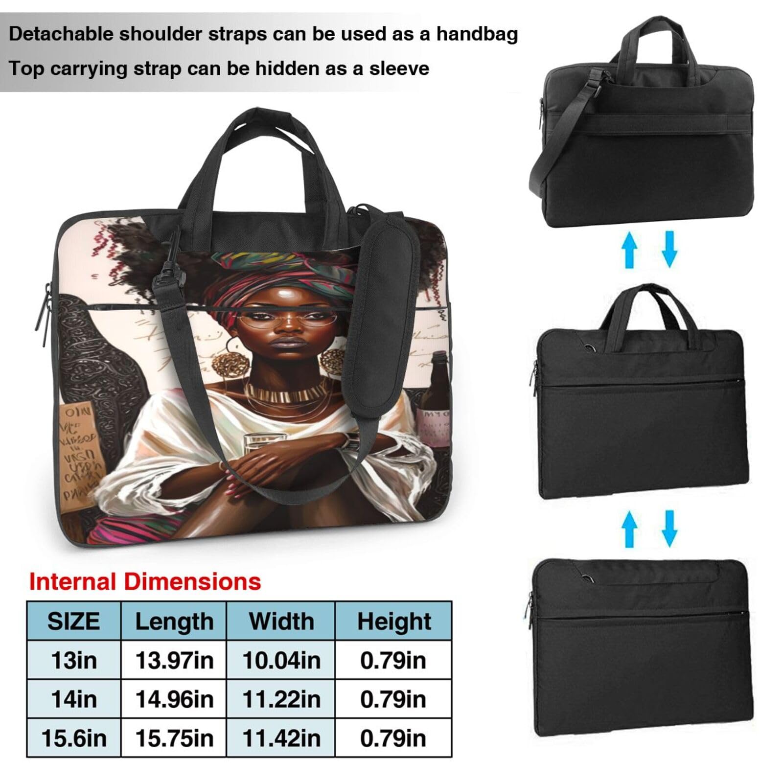 FYCFSLMY African American Black Woman Laptop Bag, 15.6 inch Laptop Case Shoulder Messenger Bag Briefcase Computer Bag for Men Women