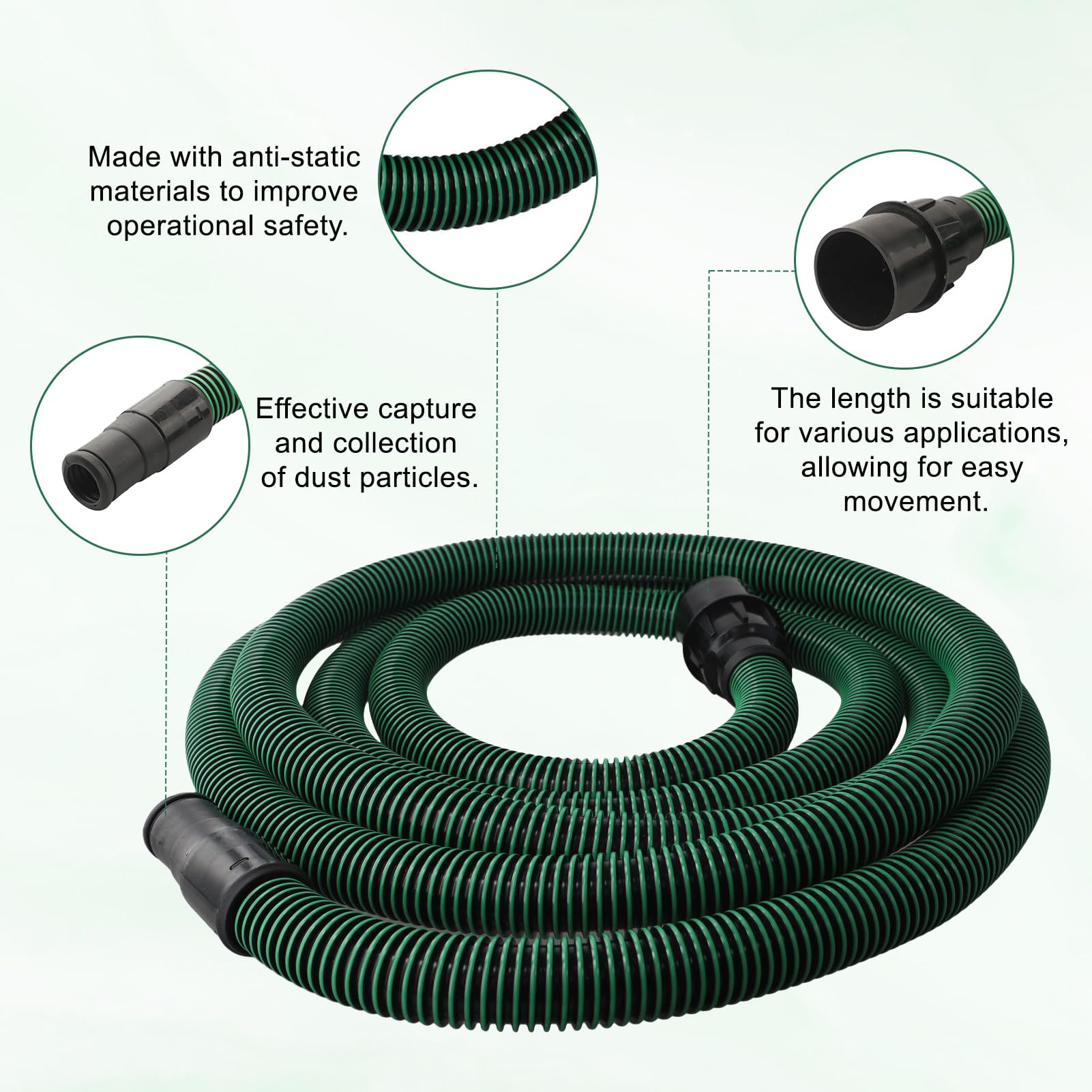 Tuyau d'extraction de poussière antistatique D27/32 Ø 35 mm fileté pour CTL 11/11E/22/22E 3,5 m