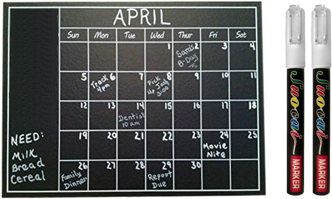 Chalkboard Calendar Wall Decal with Bonus (2) Liquid Chalk