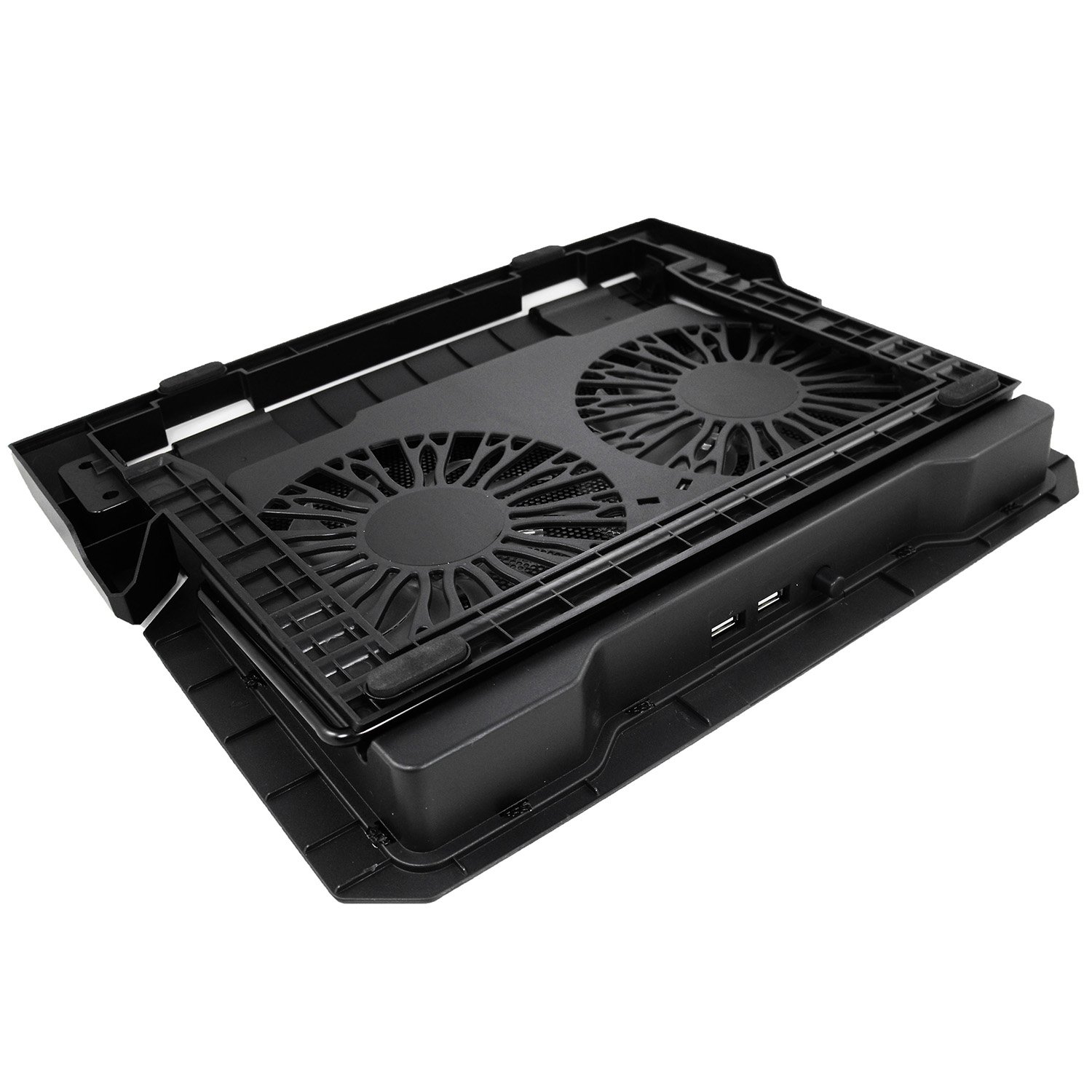 AABCOOLING NC65 - Refroidisseur pour Ordinateur Portable avec 2 Ventilateurs, Inclinaison Réglable et LED Bleu, Support de Refroidissement PC Portable jusqu'à 15,6 Pouces et Consoles