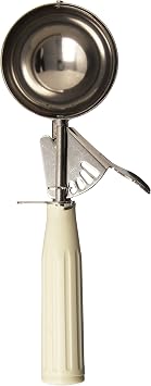Crestware Plastic Handle Stainless Steel Thumb Dishers with Thumb Levers, Size 10, Ivory