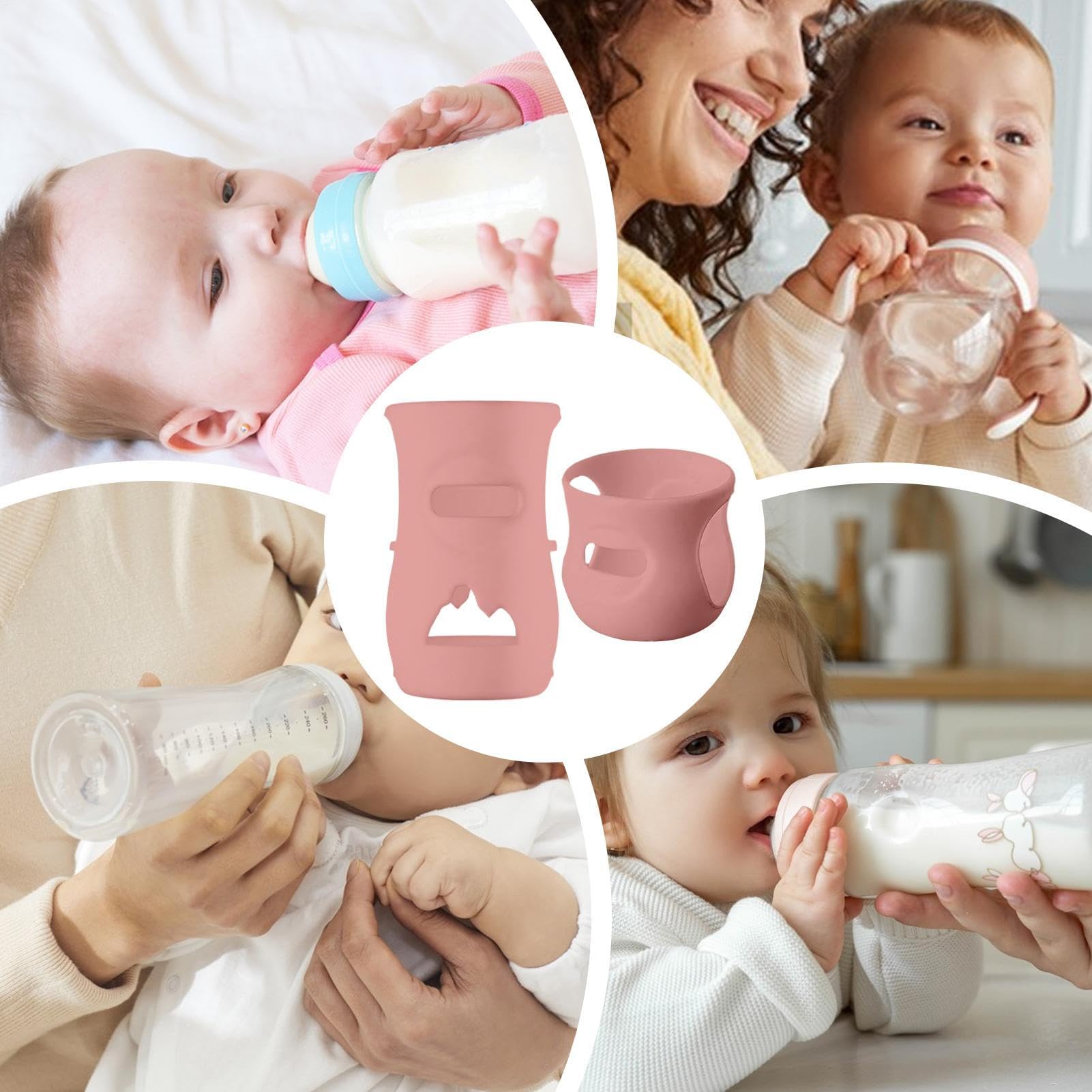 de botella de leche de silicona – Manga de botella de vidrio de alimenticio, película aislante resistente al calor | Protector de biberón para niños pequeños, de silicona