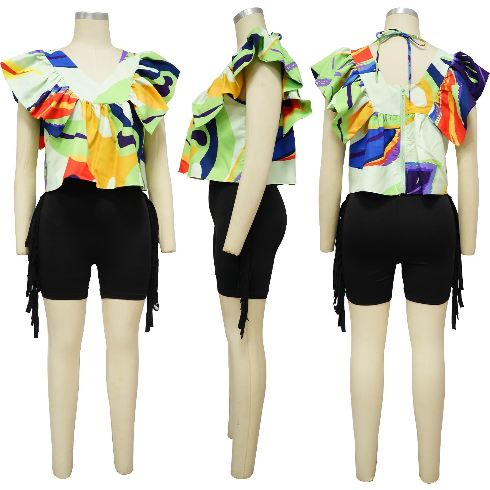 2024 Verano Mujer Sexy V Cuello Volantes Manga Casquillo Tops Sueltos Casual Más Tamaño Camisas Volantes Dobladillo Cómodo Blusa