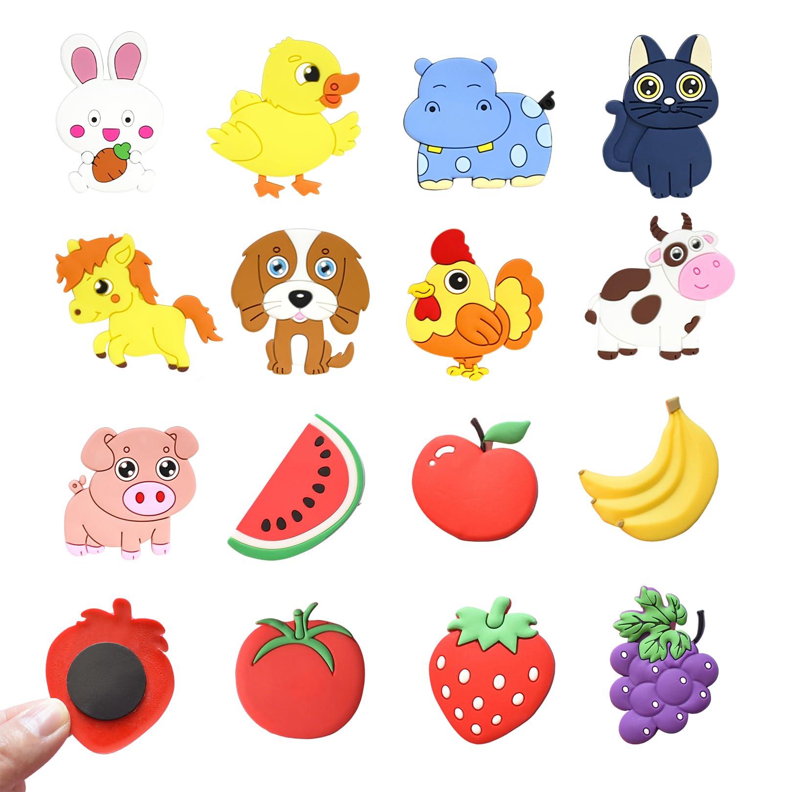 15-Piece Animal Fridge Magnets Set, Cute Farm and Zoo Animal Shapes, Refrigerator Whiteboard Magnets