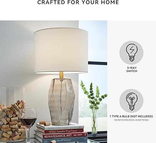 Miniatura 4 de Signature Design by Ashley Taylow - Lámpara de mesa contemporánea de cristal de 23.5 pulgadas, color marrón claro