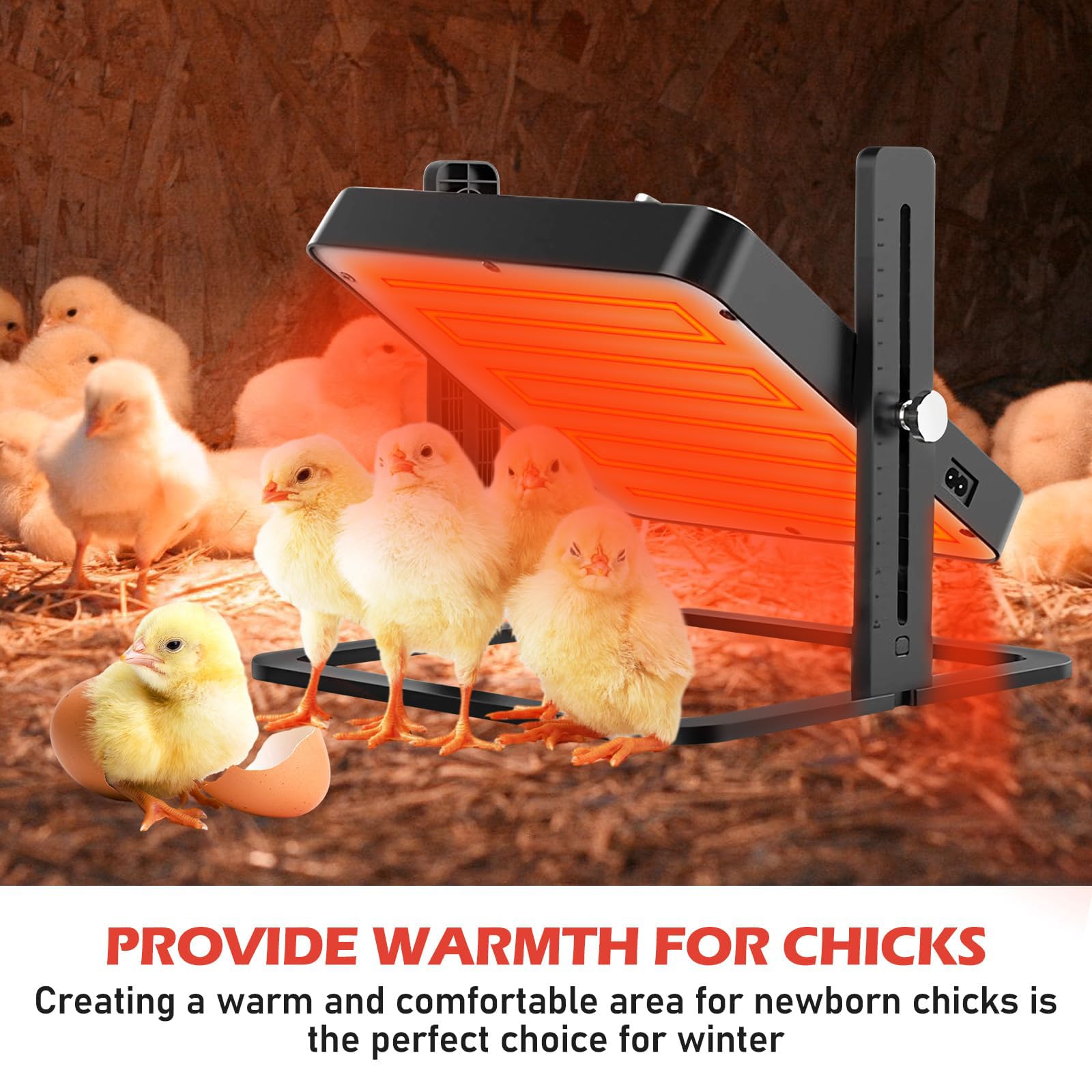 Lámpara de calor para pollito, placa de calor para gallinero, temperatura y altura ajustables, lámpara de calor para gallinas, lámpara de calor animales, ahorro de energía en invierno