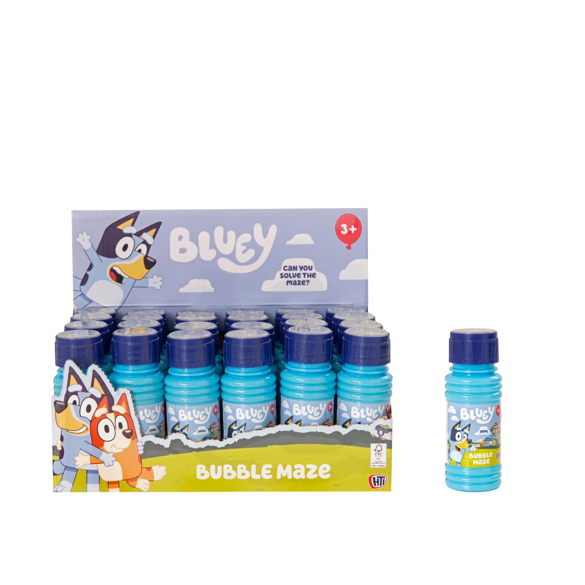 Bluey Bubble Maze 59ml Bubble Solution Bottle 24 Pack | Bubble Solution For Children | Party Bag Fillers For Kids | Mini Bubbles & Mini Games For Parties | Ages 3+