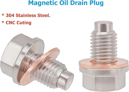 Miniatura 32 de 1 tapón magnético de drenaje de aceite de acero inoxidable M14x1.0.197 in para Honda Accord Civic CR-V Odyssey, Acura Ford GM Mazda Hyundai KIA Audi