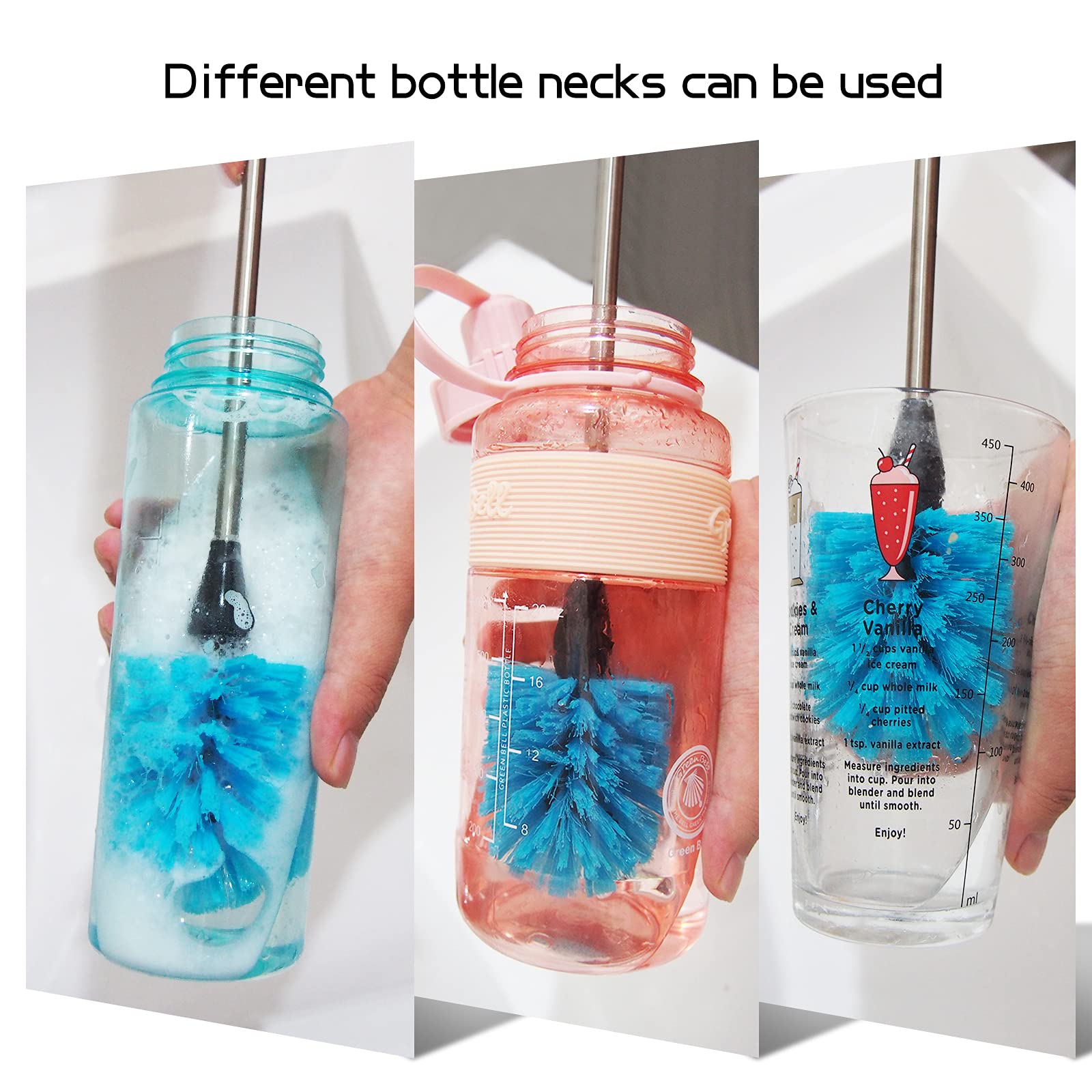Long Bottle Brush, 17 in Bendable Cleaner Brushes for Cleaning Neck Beer Bottles Wine, Baby Bottles, Water Bottles, Tumblers - Image 2