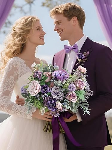 Miniatura 8 de JGRSHES Flores artificiales azules, rosas azules bebé, flores artificiales para ramos de novia, flores sintéticas, centros de mesa para decoración