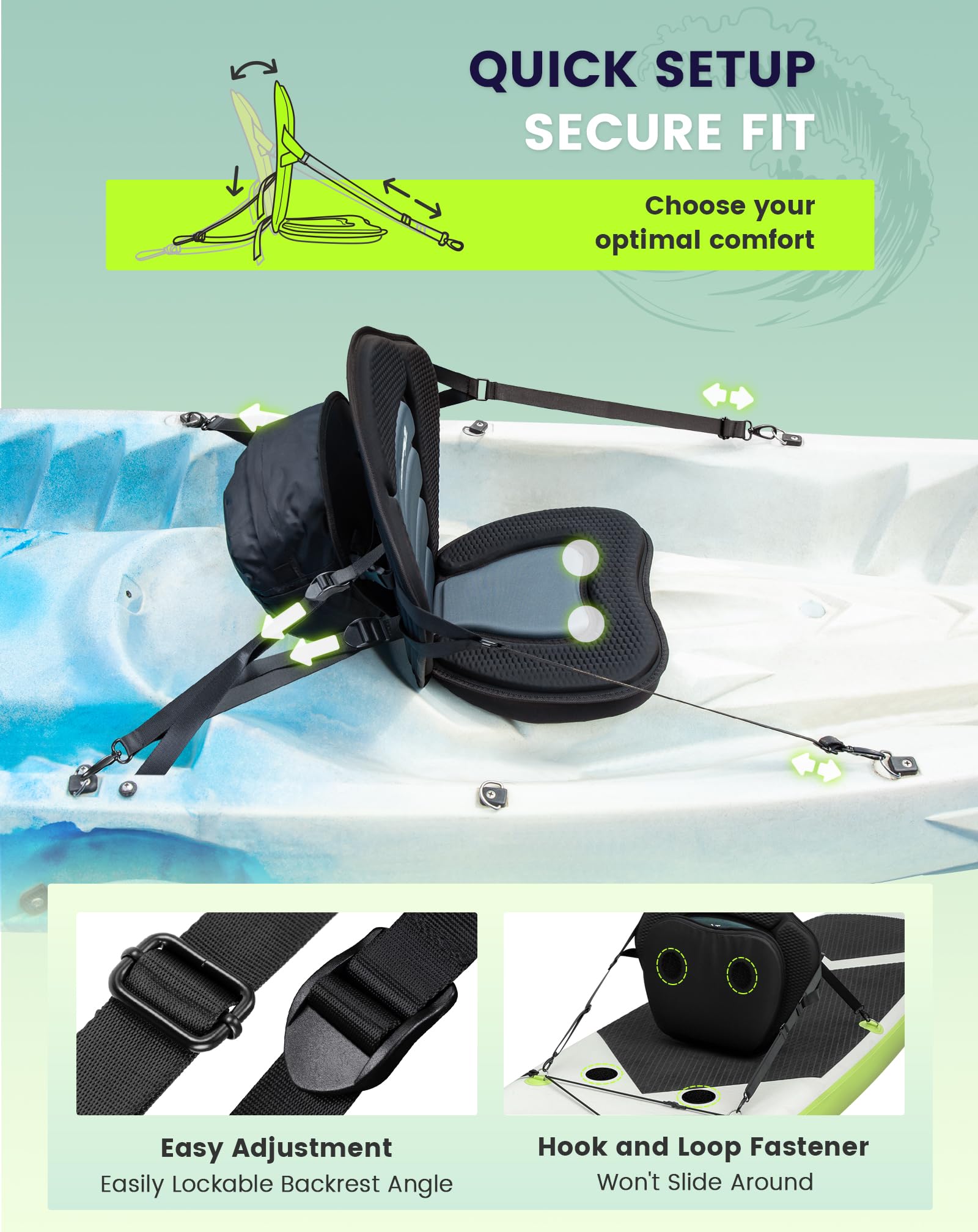 BRANTMAKER Sedile universale per kayak, cuscino spesso per paddleboard gonfiabile, Sup, canoa, kayak oceano