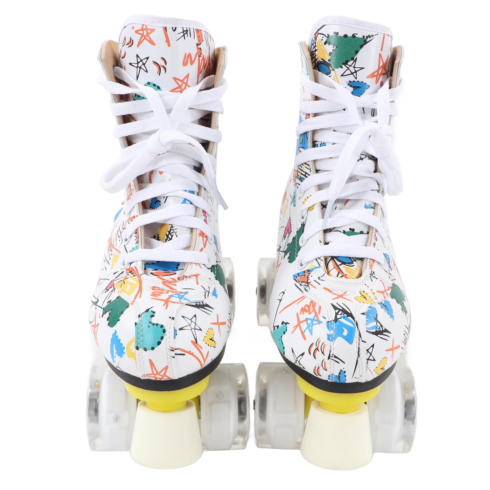 Patins à roulettes à Double Rangée avec Motif Graffiti Blanc élégant pour S'amuser en Intérieur et en Extérieur pour Enfants et Adultes, Taille 38