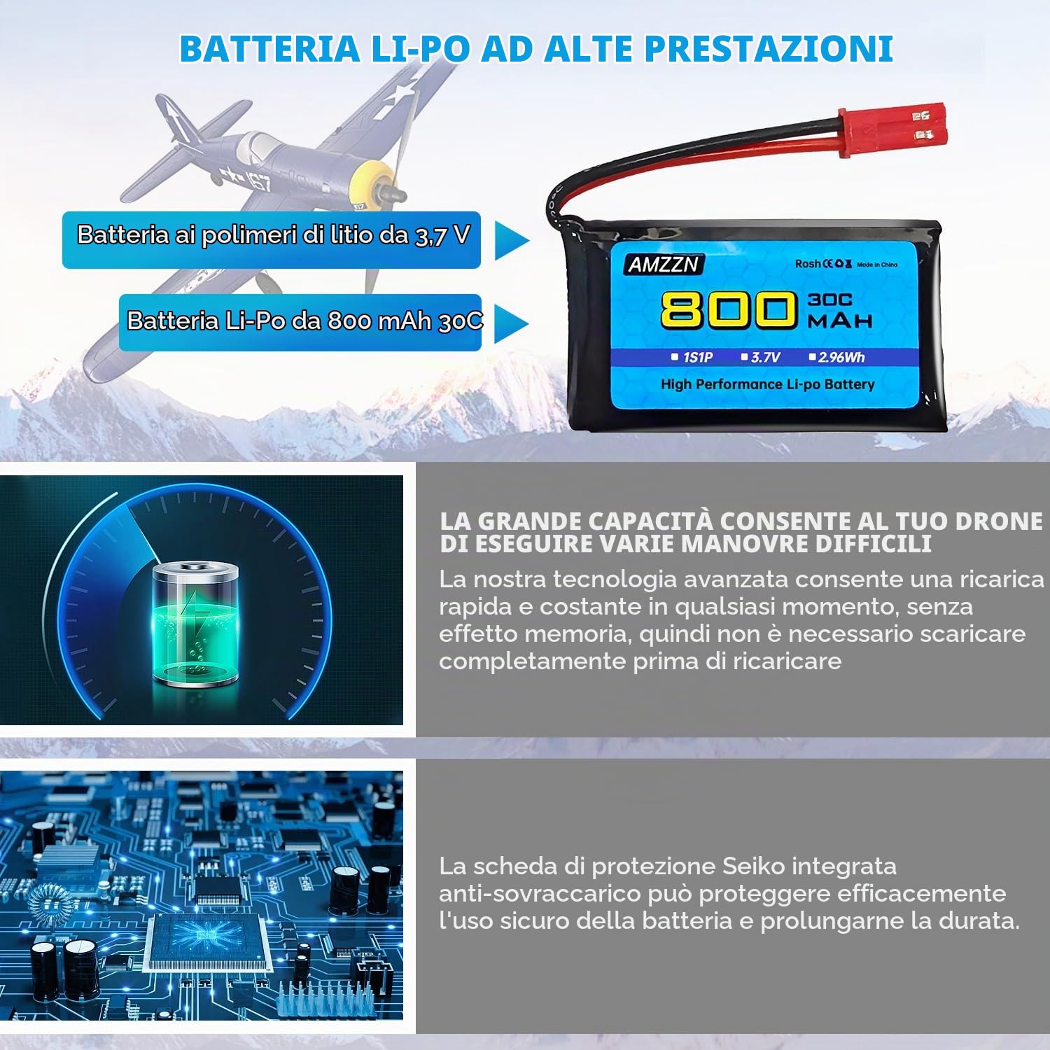 5PCS 3.7V 800mAh 30C JST plug Lipo batteria con caricabatterie 5-in-1 per SYMA X56W MJX X400W X300C X800 HS110 HS200 S670 V950hd S1750 V2450 quadcopter telecomandato