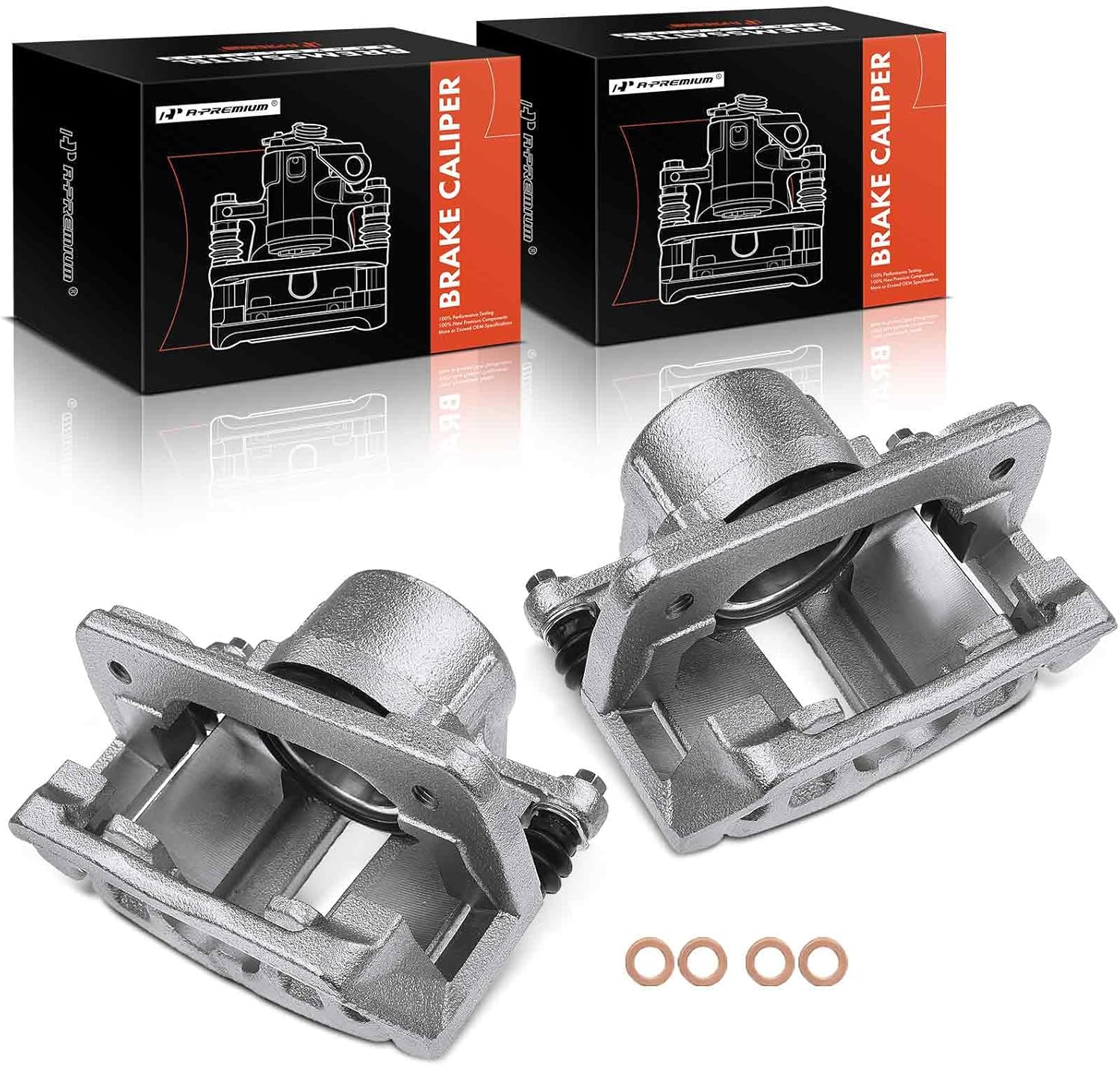 A-Premium Disc Brake Caliper Assembly with Bracket Compatible with Select Ford, Lincoln and Mercury Models - Sable 2001, Taurus 2001-2007, Continental 2002, Sable 2001-2005 - Front Driver and Pasenger