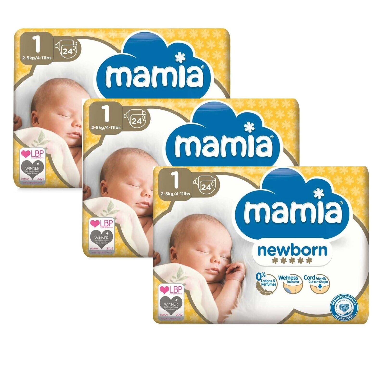 Aldi Mamia Newborn Nappies Diaper for Babies Size 0 to 5 (Size 1 Pack of 3)