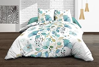 Duvet Cover 240 x 260 cm + 2 Pillowcases – Pure Cotton 57 Thread Count – Bloom, Blue