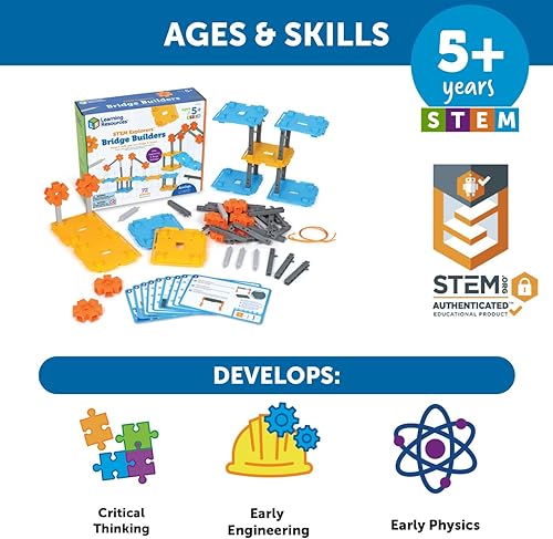 Miniatura 5 de Learning Resources STEM Explorers Bridge Builders - Juguetes y kits STEM para niños a partir de 5 años, juegos de aprendizaje STEM, rellenos de