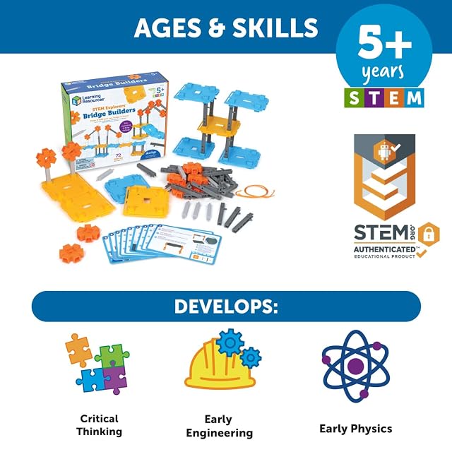 Foto 5 de 6 de Learning Resources Constructores de Puentes Stem Explorers, 72 Piezas, 5+ años