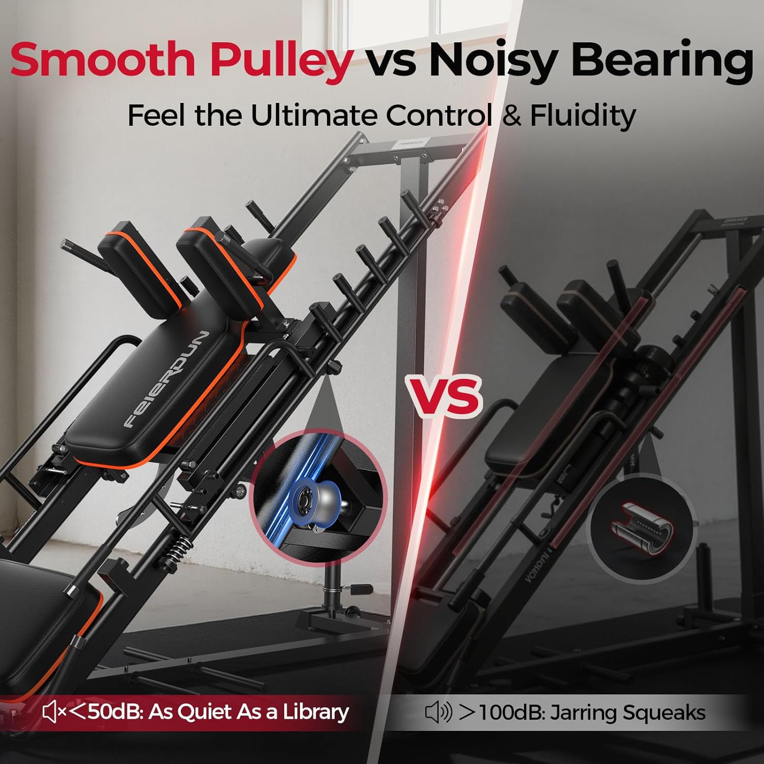 Feierdun 3‑In‑1 Leg Press Hack Squat Machine With Ultra-Quie...