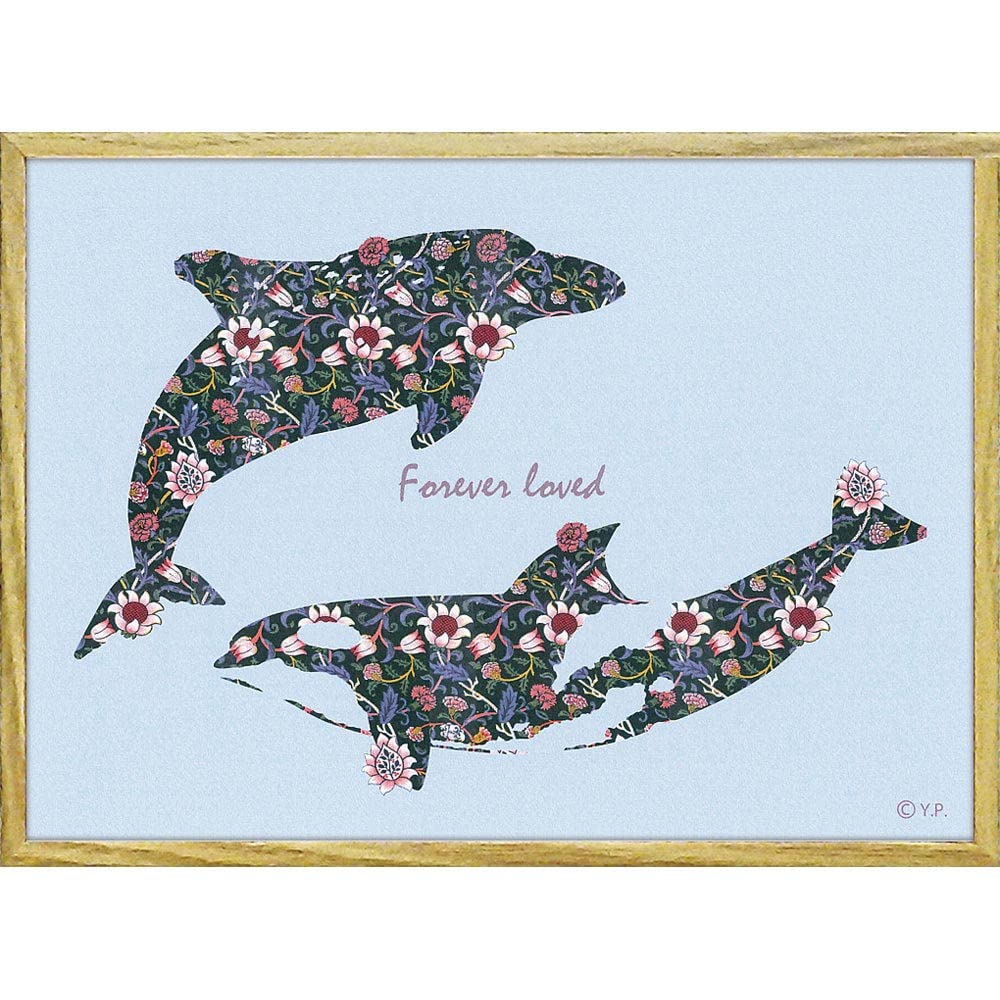 Amazon.co.jp: 絵画 アニマルシルエット アート「ドルフィン＆キラー