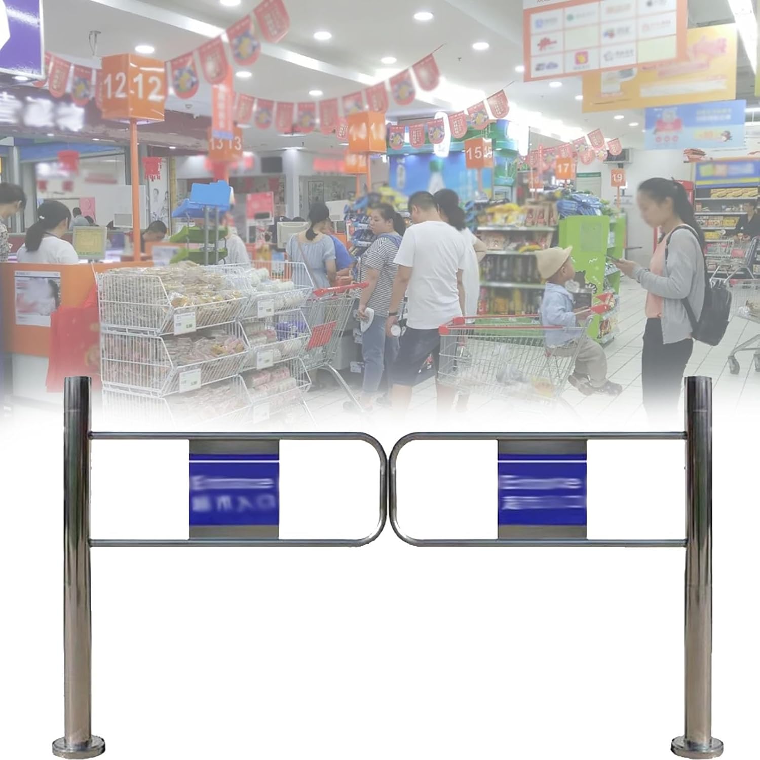 One-Way Swing Entrance Door, 40-80 inch Manual Pedestrian Gate for Staff Access, Safety Barricade Double Door/Fence Gate (W 140cm / 55 1/8") - Durable & Secure Entry Solution