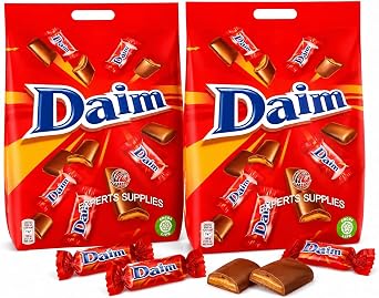 DaimMini Chocolate Sharing Bags 200g | Milk Chocolate with Crunchy Almond Caramel Centre | Bite-Sized Mini Chocolates | Pack of 2