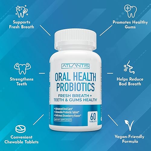 Miniatura 9 de Atlantis Nutrition Probióticos orales masticables - Probiótico dental para el cuidado de las encías y el cuidado de los dientes - Tratamiento para