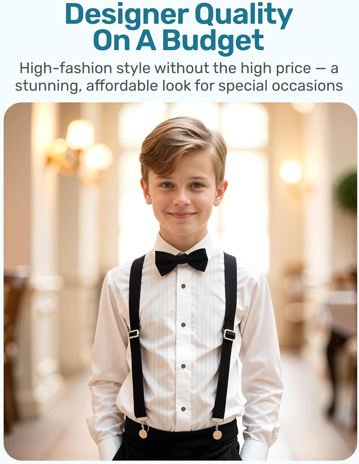 S.H. Churchill & Co. Boy's White Tuxedo Shirt with Bow Tie and Studs - Image 7