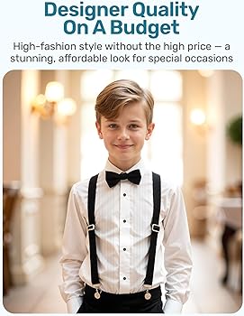 Amazon.com: S.H. Churchill & Co. Boy's White Tuxedo Shirt with Bow