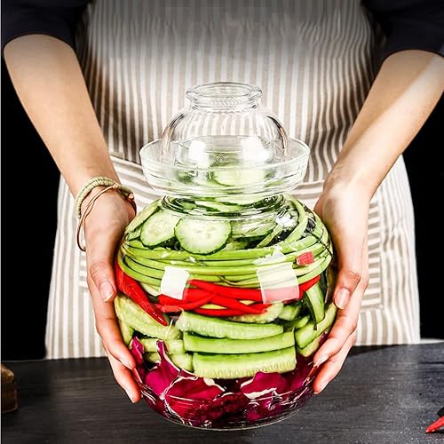 Miniatura 7 de Tarro de vidrio de 1,5 litros con tapa de fermentación, kit de fermentación tradicional con tapa de sellado de agua, tarro de pepinillos para