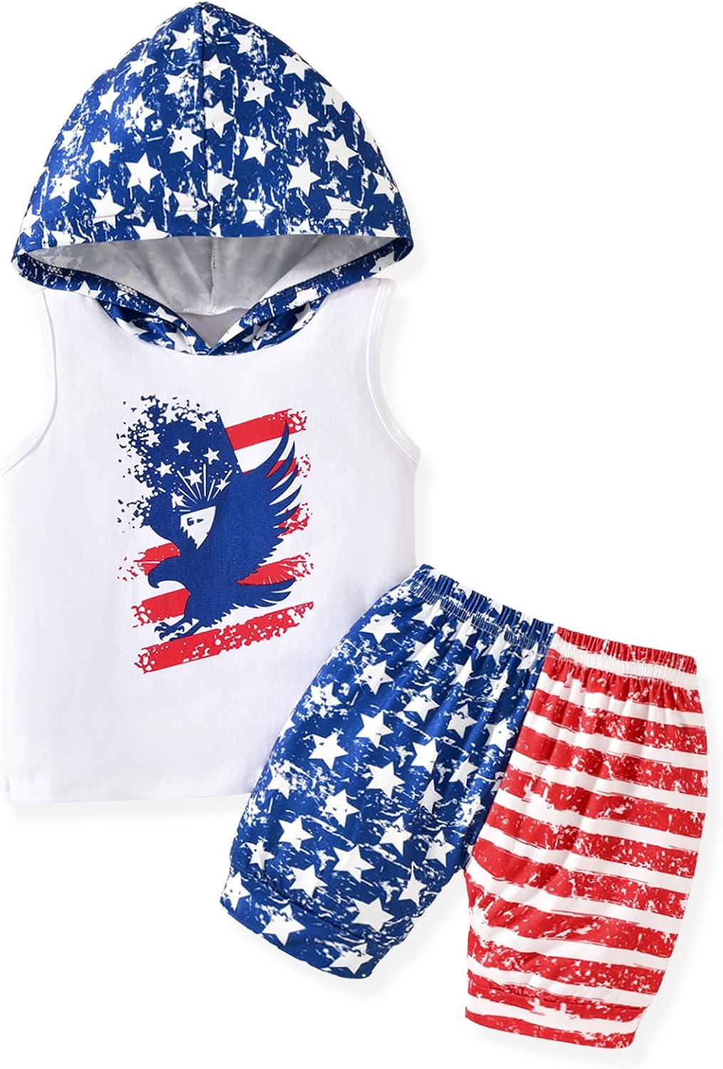 HINTINA Toddler Boy Dinosaur Sleeveless Hoodie Sweatsuit Shorts Pants Outfits Summer Clothes Set