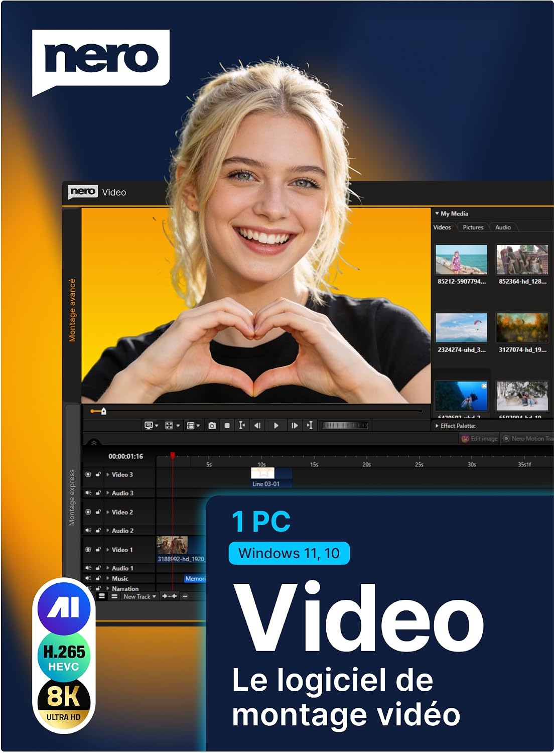 Nero Video 2026 | Logiciel de montage vidéo | Montage 4K et 8K, plus de 1000 effets, suivi