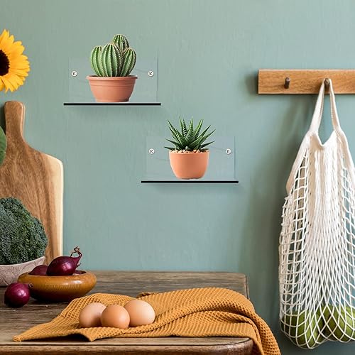 Miniatura 6 de 5 estantes flotantes pequeños para pared de acrílico de 4 pulgadas, mini estante de pared de acrílico, estantes colgantes transparentes, decoración