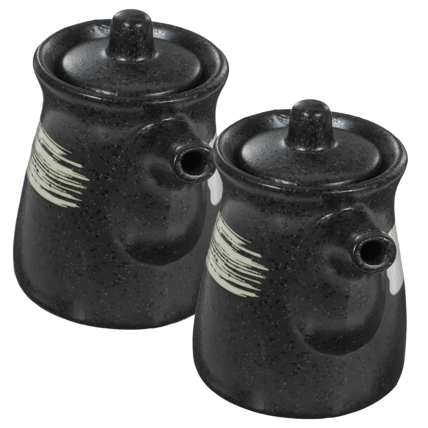 Hemobllo Dispenser di Olio in Ceramica Nero 200ml 2 Pezzi per Cucina