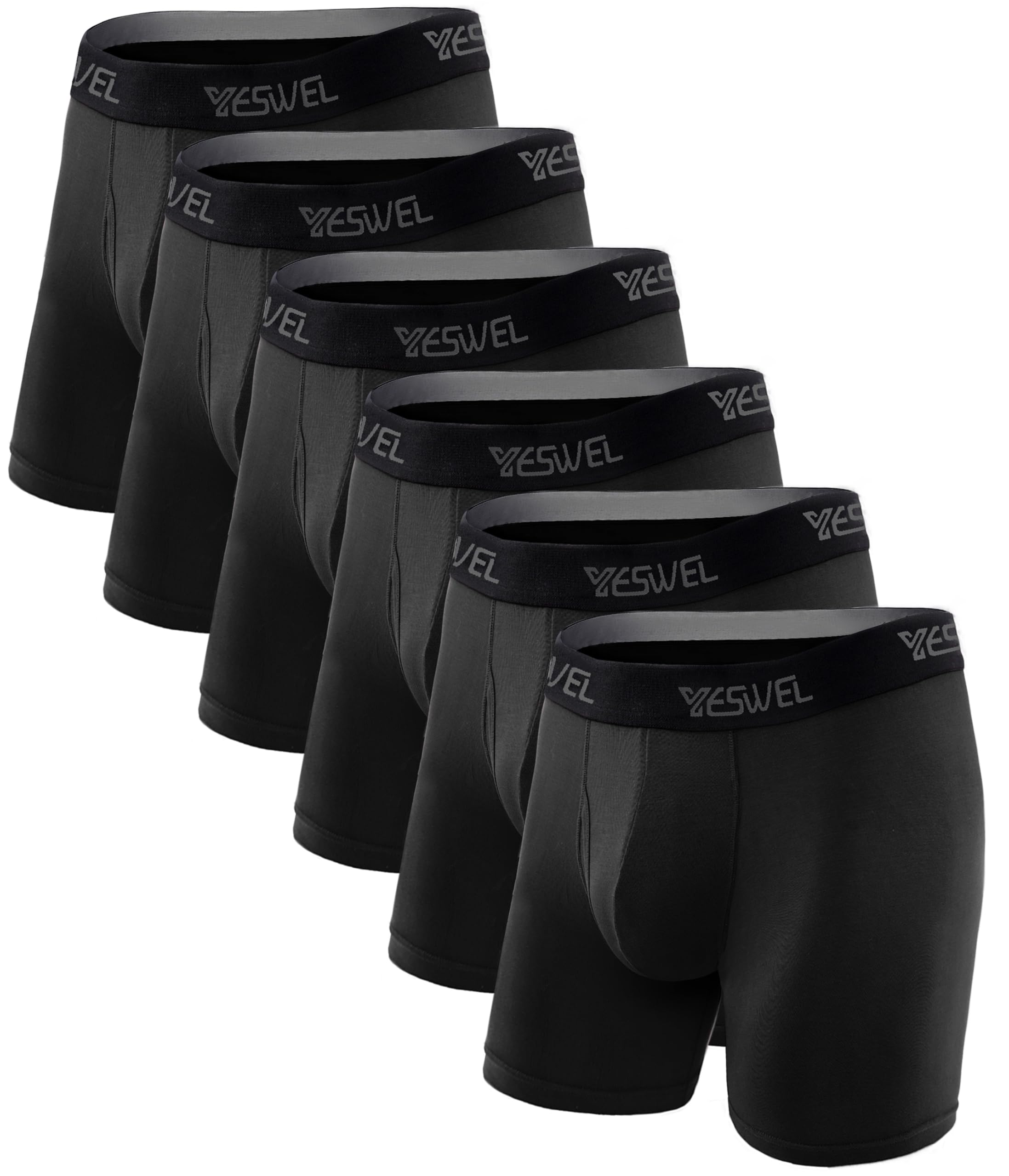 YESWEL Bambus Boxershorts Herren Langes Bein, Unterhosen Männer 6/10er Pack | Langes Bein ohne Hochrutschen, 95% Bambus-Viskose, atmungsaktiv, geruchshemmend, ohne kratzendes Etikett, Gr. S-4XL