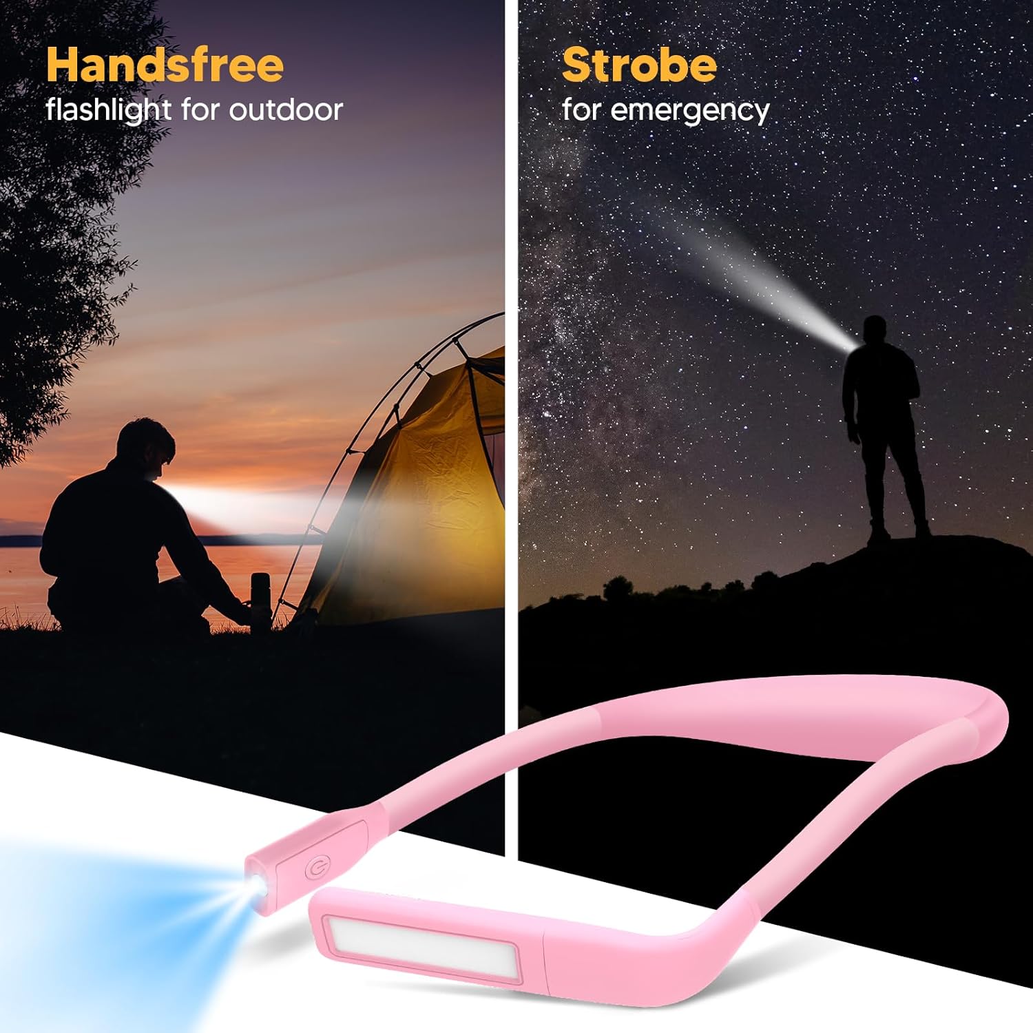 Neck Flashlight, Rechargeable Book Light Gifts for Men, Women, Book Lovers, Christmas Stocking Stuffers for Crafters Who Knit, Hands-Free Lamp for Reading in Bed, Camping, Knitting Gifts