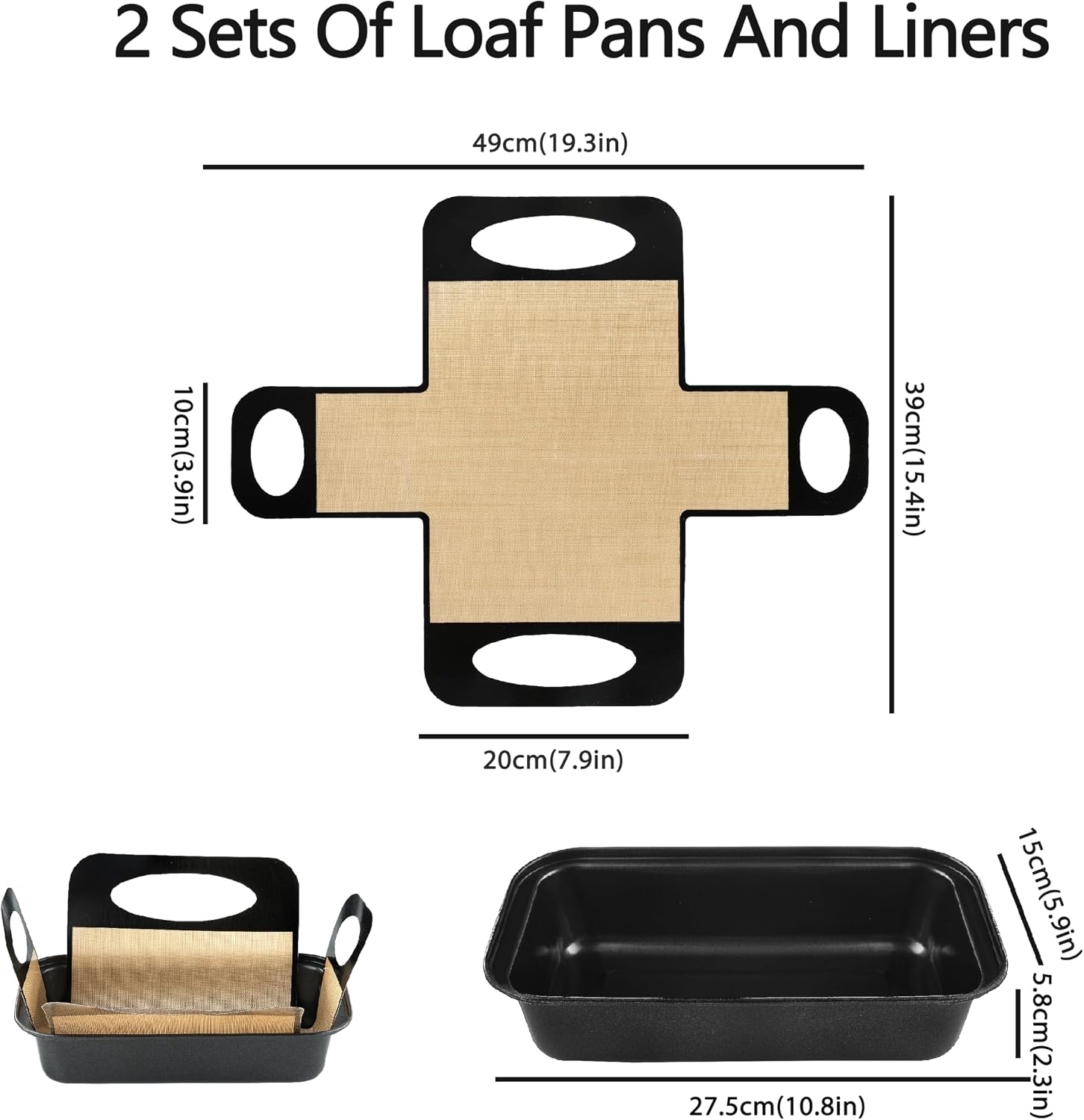 Cokuma Loaf Pans, 9*5-Inch, 2 Set with Non-stick Liners for Homemade Bread