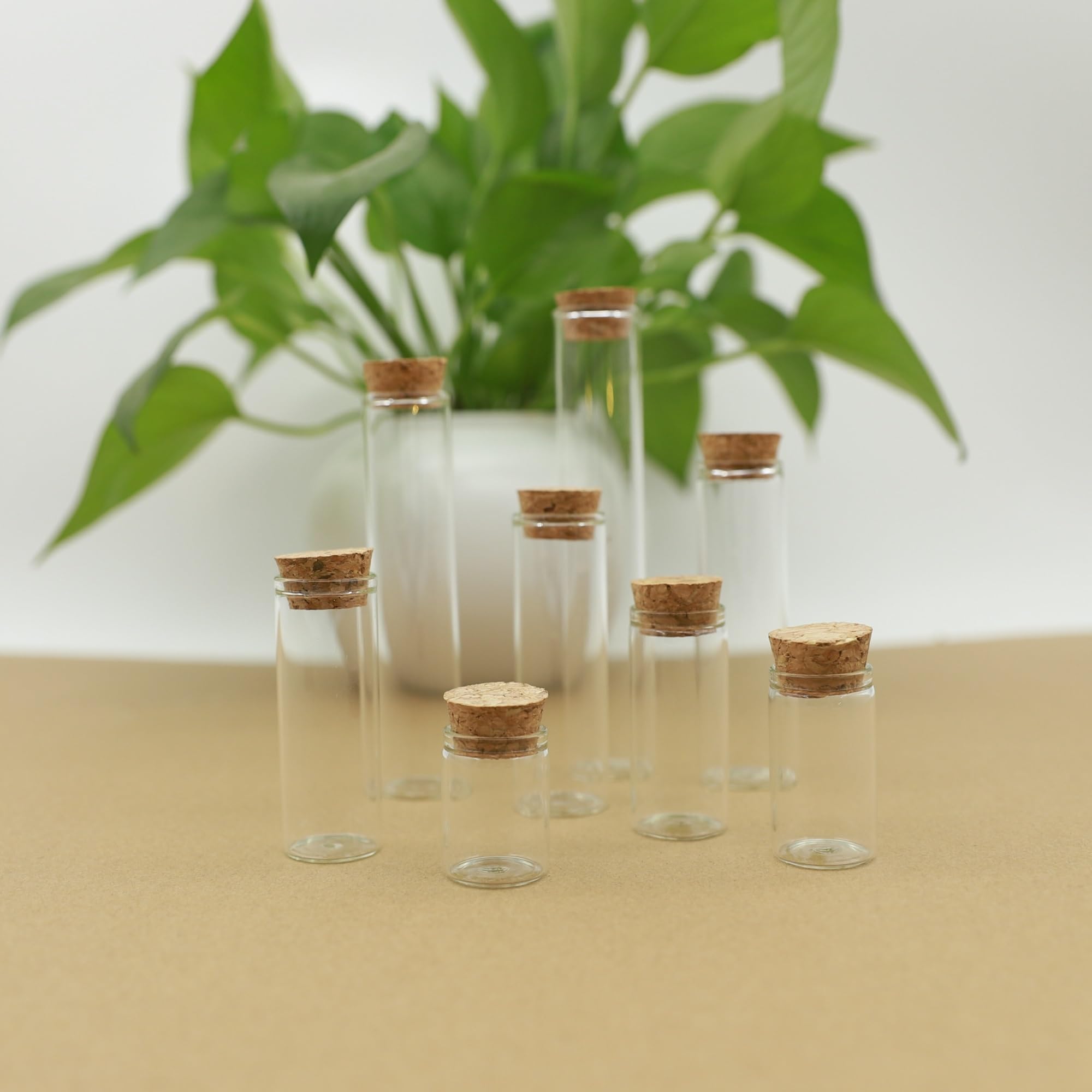 Provette di vetro, Confezione da 50 barattoli di vetro for confetti con tappi for provette for artigianato varie dimensioni(80mm 20ml)