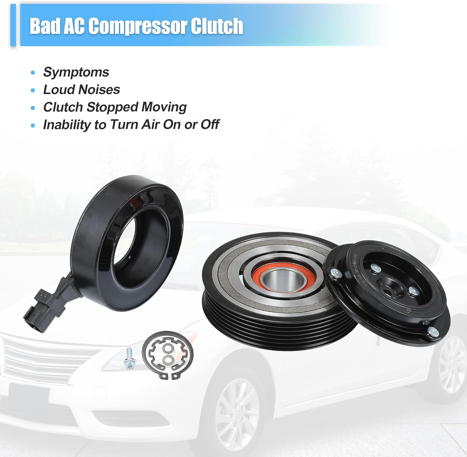 uxcell AC Compressor Clutch Set Replace for Jeep Wrangler 2012-2018 A/C Clutch Repair Assembly