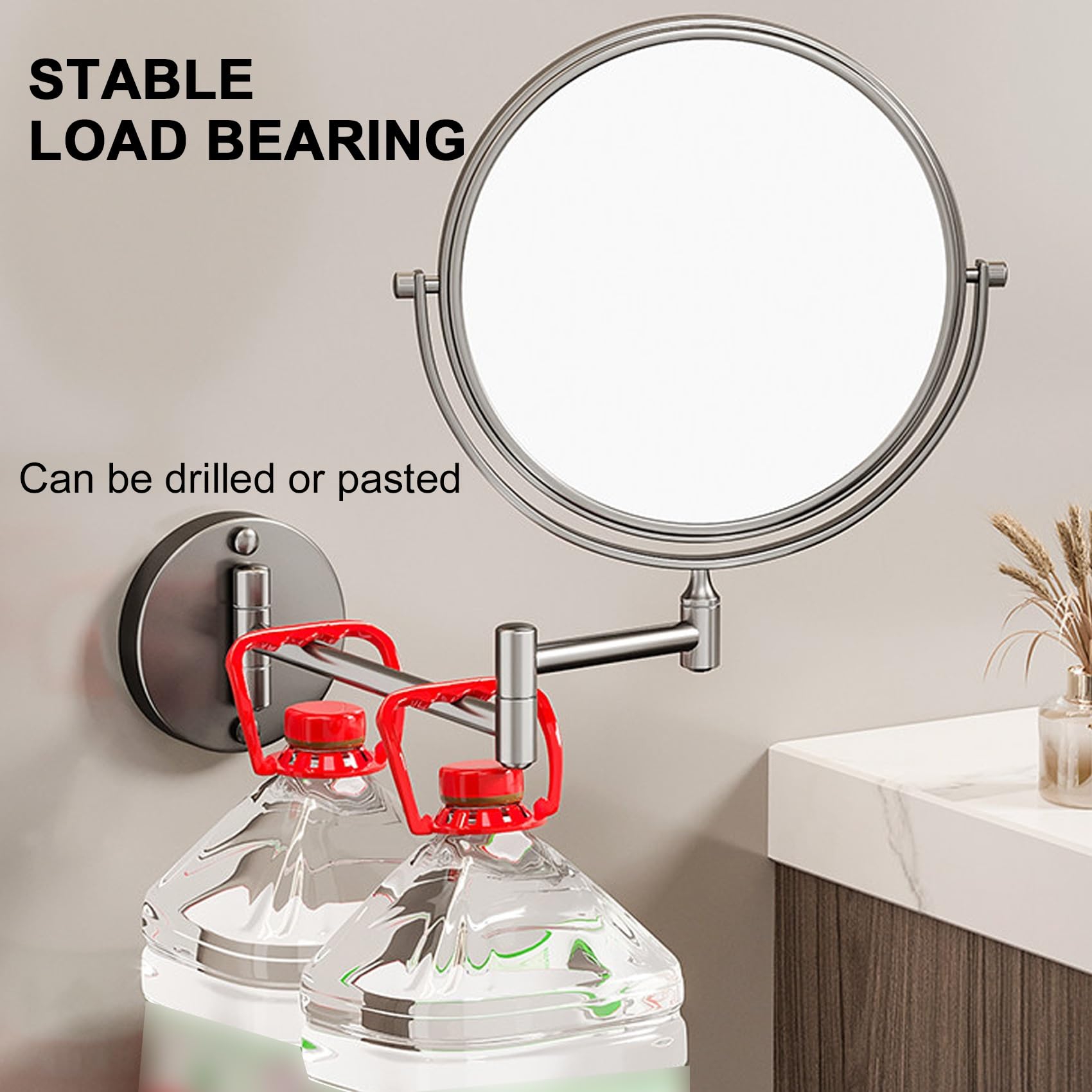 Specchio Trucco Da Parete Bifacciale 1x 3x Ingranditore 360° Girevole | Specchio Bagno con Braccio Estensibile, Vetro HD Antiappannamento e Cornice Alluminio per Rasatura(Argento,20cm/8in)