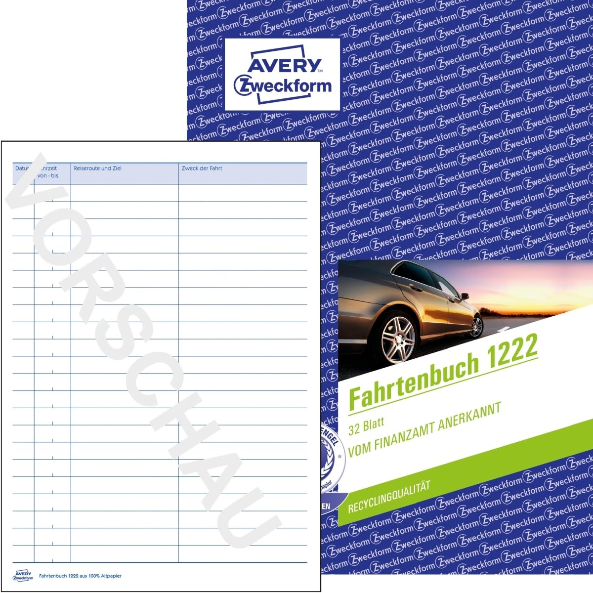 AVERY Zweckform 10 x Formularbuch Fahrtenbuch A5 RC PKW 32 Blatt mit Ausfüllhilfe