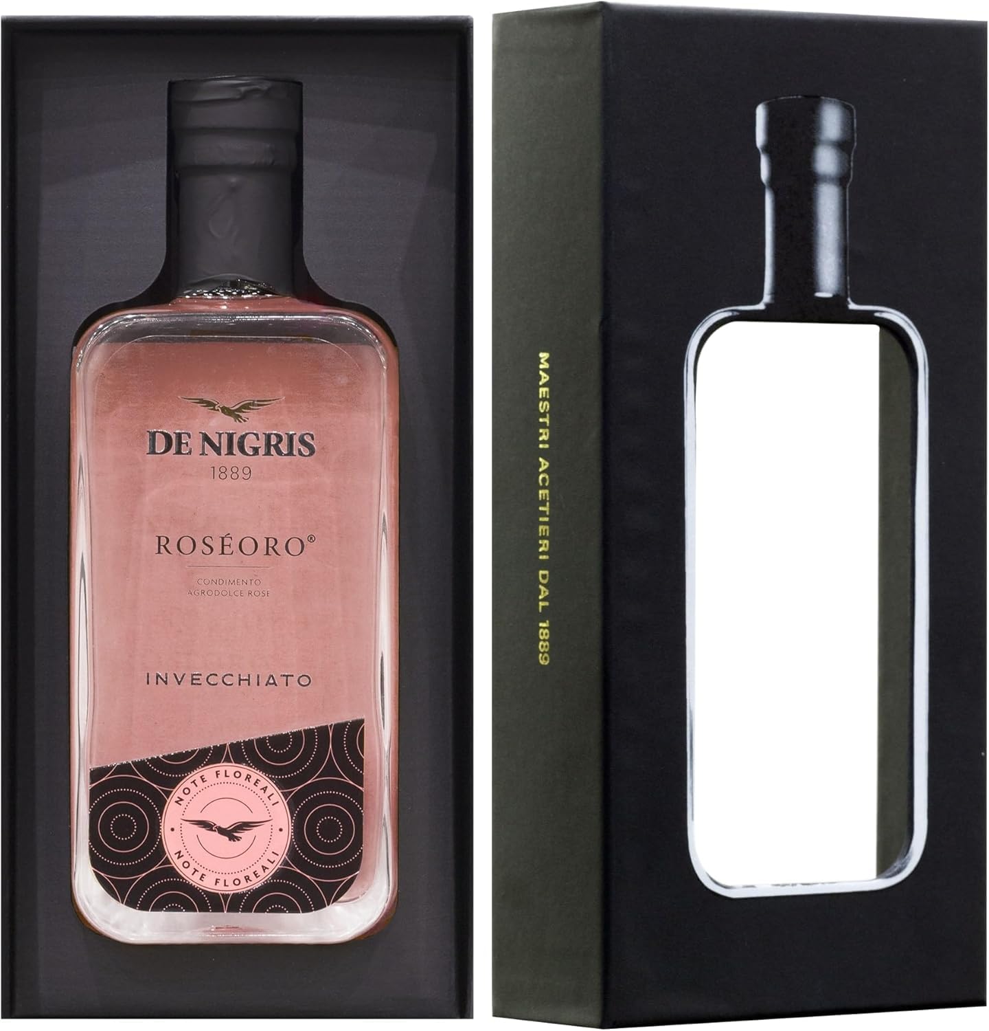 De Nigris Linea Excellence Gourmet Set RoséOro & BiancOro 250 ml x 2 | Süß-Saures Würzmittel mit Reifung im Eichenfass, Florale und Fruchtige Noten | Ideal für Tatar, Salate, Gemüse und Marinaden