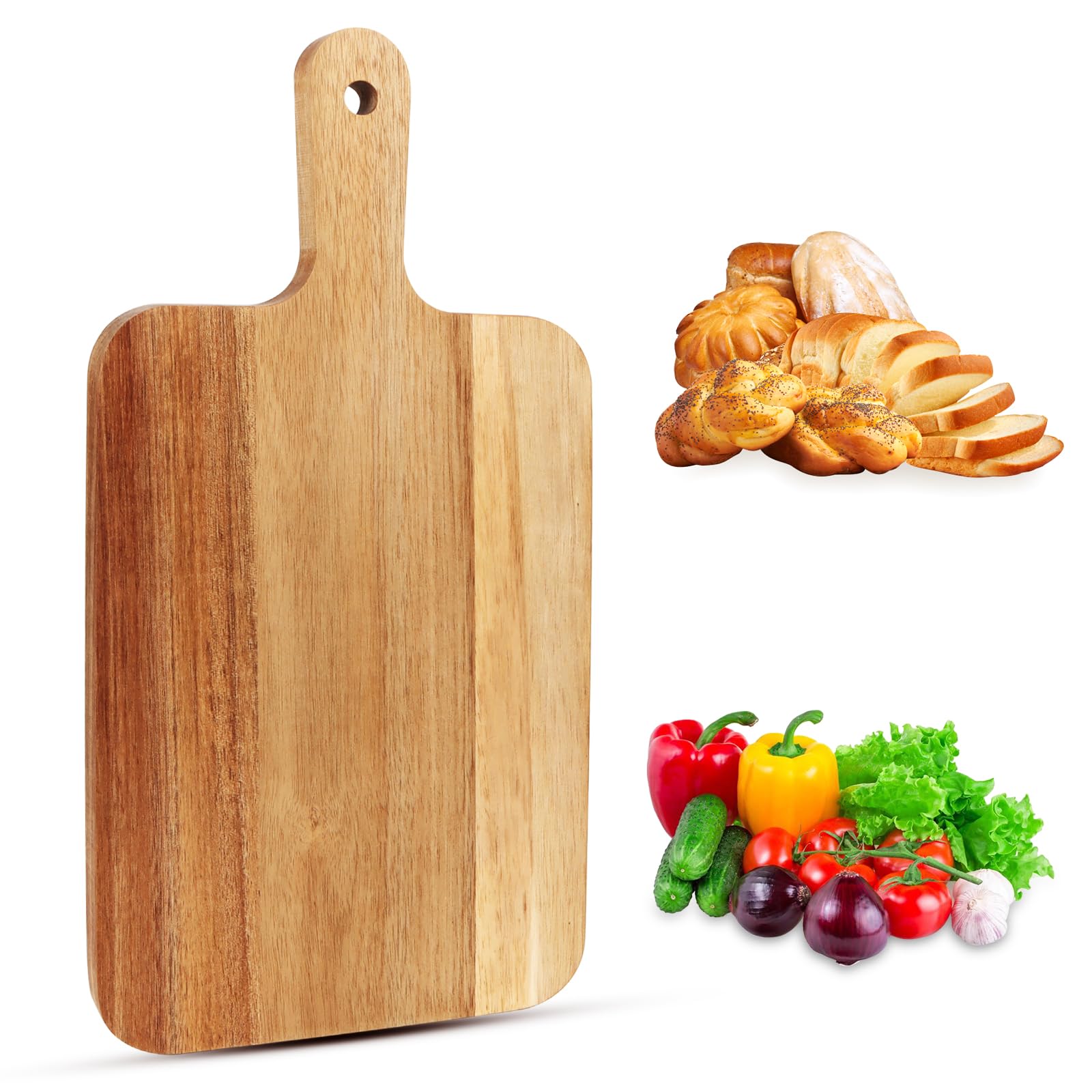 Schneidebrett Holz,Holzbrett Küche Schneidebretter aus Akazienholz, Holzschneidebrett Fleisch Servier Brett Hackbretter Käsebrett Wooden Cutting Board Schneidebretter mit Griff