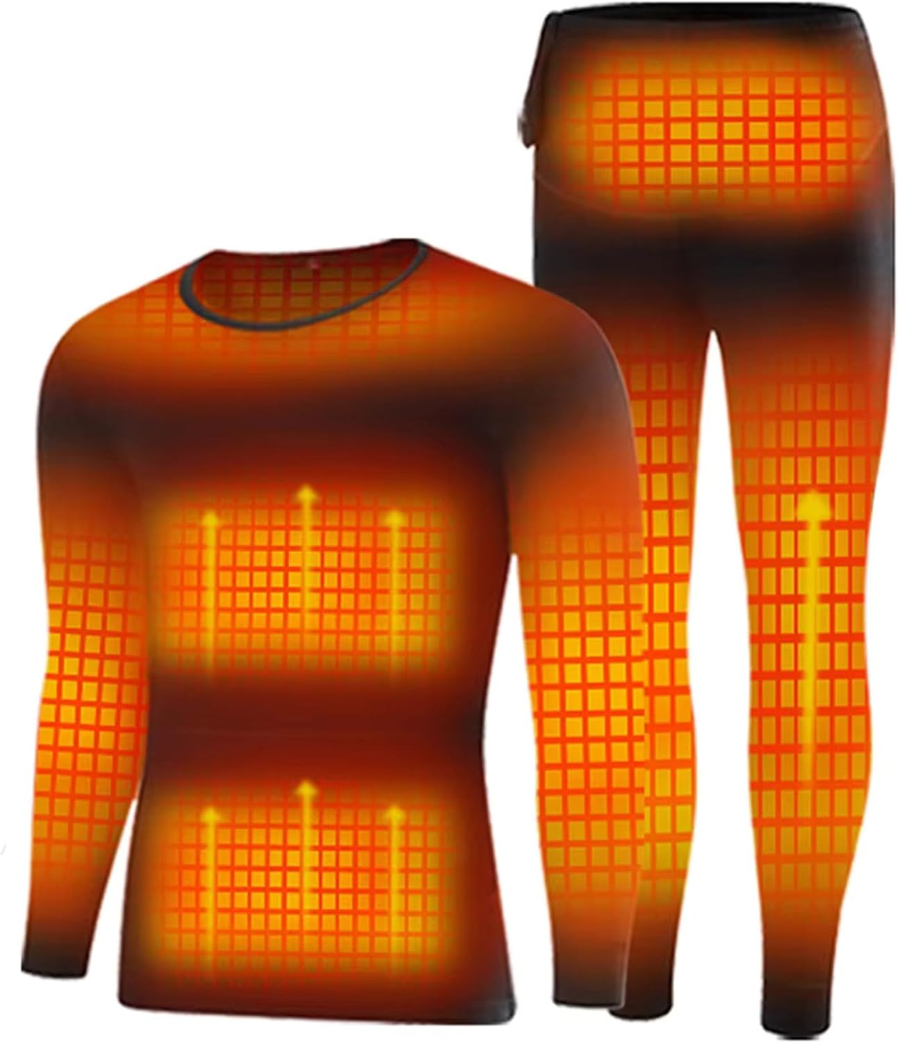 USB Electric Heated Underwear Set 14 Zone Heating Long Sleeve T-Shirt and Pants for Hunting/Motorcycle/Winter/Ski