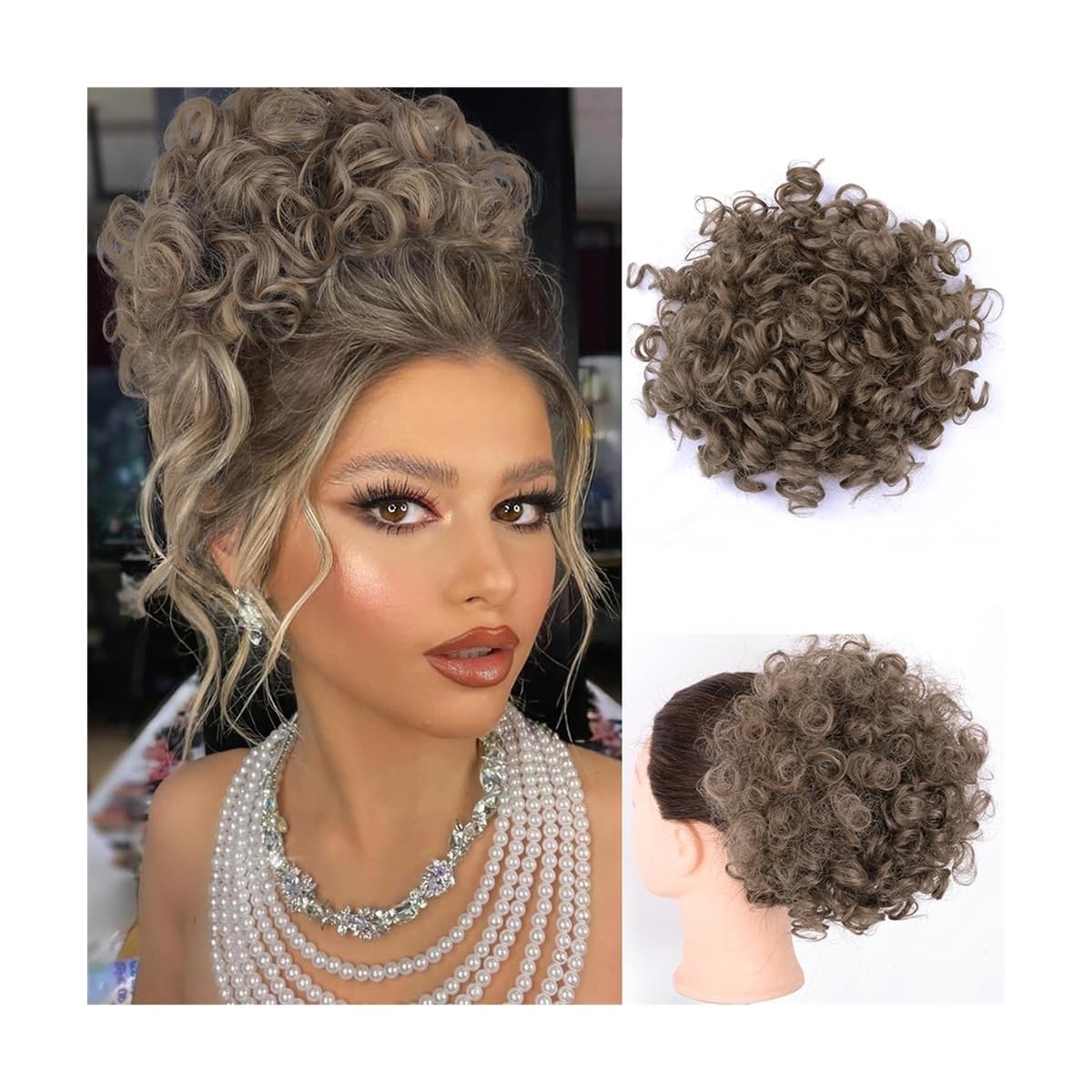 Niechlujny kok do włosów Afro Puff Kinky Curly Bun Hair Syntetyczny ściągacz Kucyk Clip In Krótkie przedłużki do włosów(10A0906)